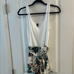 4/$20 White Tank Top with Floral Shorts one-piece Romper!